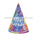 children party decoration happy birthday paper hat in red spotted pattern